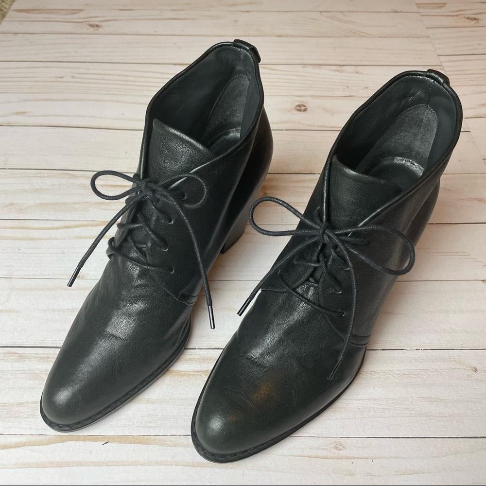 Stuart Weitzman Black Leather Lace-Up Booties (Size 8)